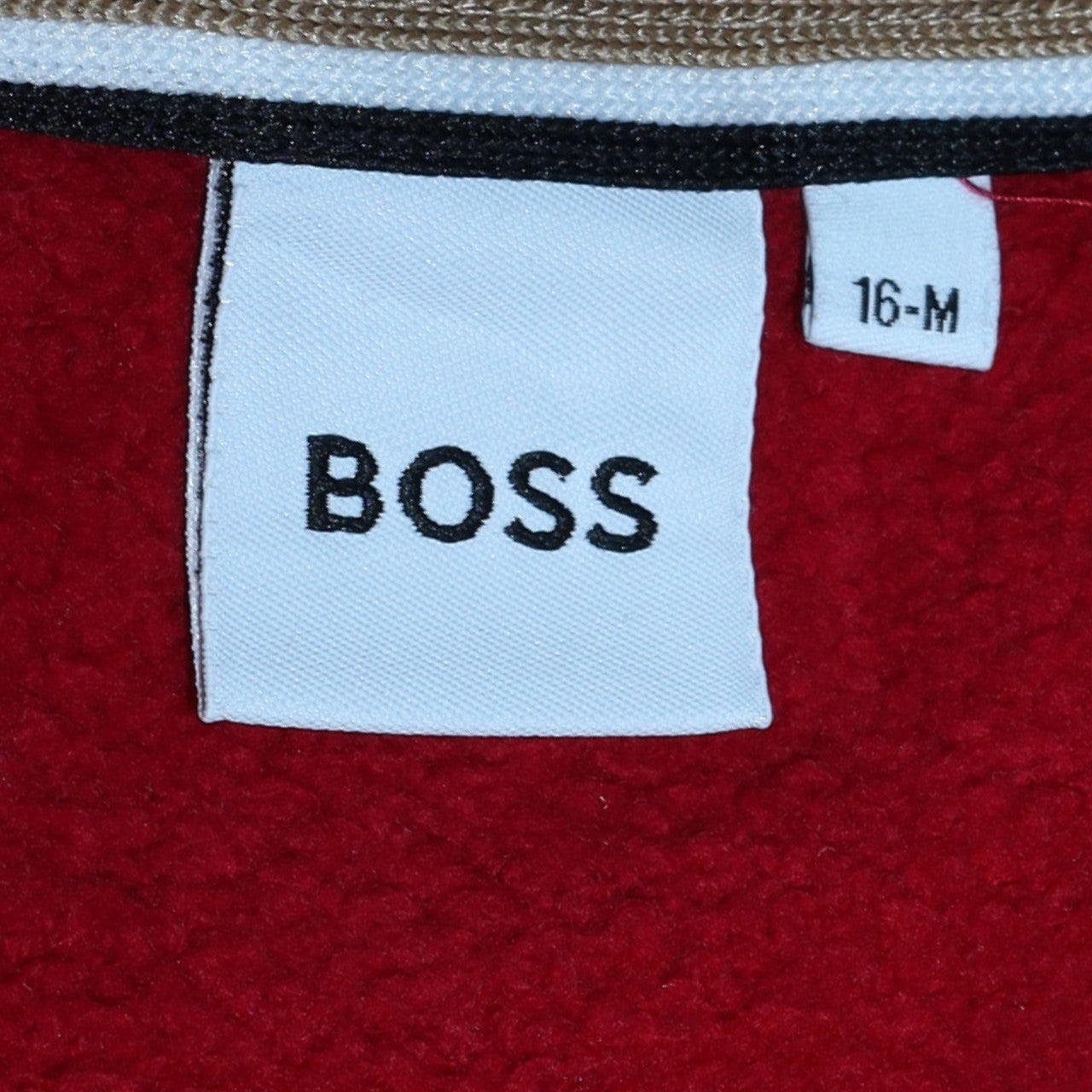 BOSS Boys Red Crew Neck Pullover Sweatshirt 16 Years Cotton Blend