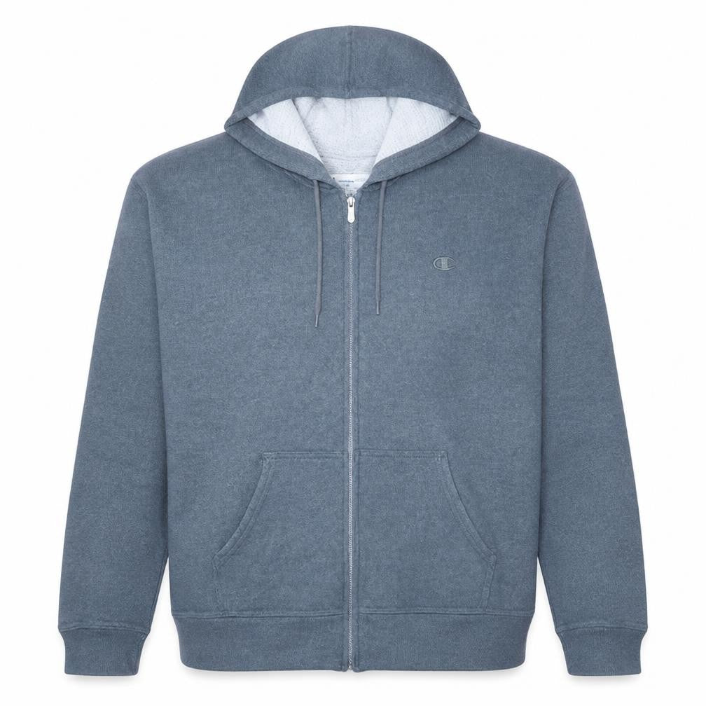 Front view of Champion Men’s Grey 2XL Full Zip Hoodie Sweatshirt