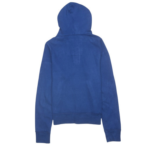 Hollister Men's Blue Henley Hoodie XL Embroidered Logo Fleece