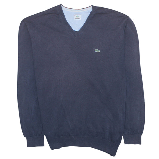 Lacoste Men's Blue V-Neck Cotton Jumper 2XL Classic Fit