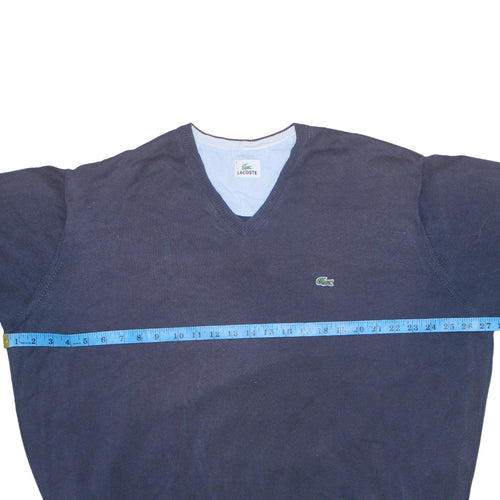 Lacoste Men's Blue V-Neck Cotton Jumper 2XL Classic Fit