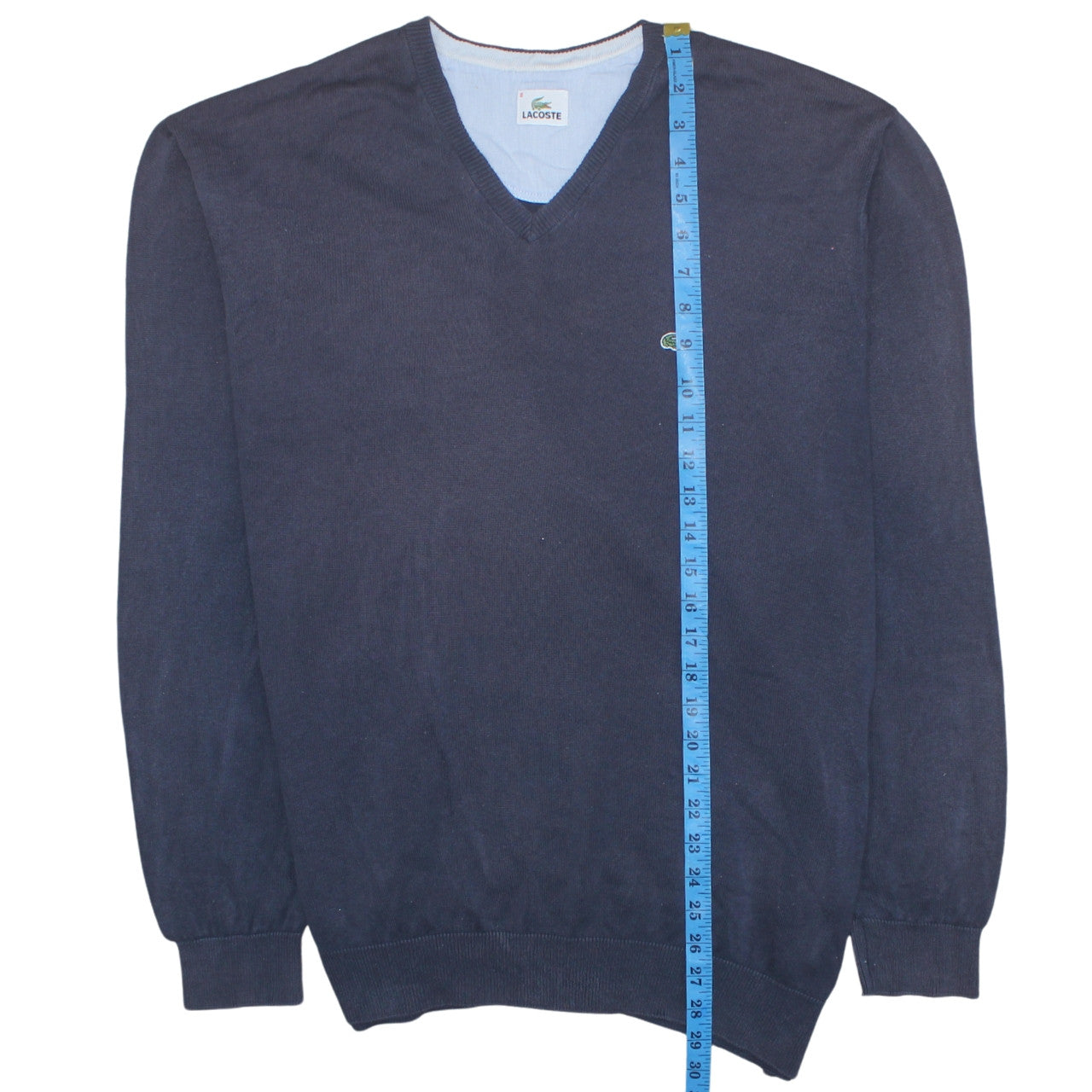 Lacoste Men's Blue V-Neck Cotton Jumper 2XL Classic Fit