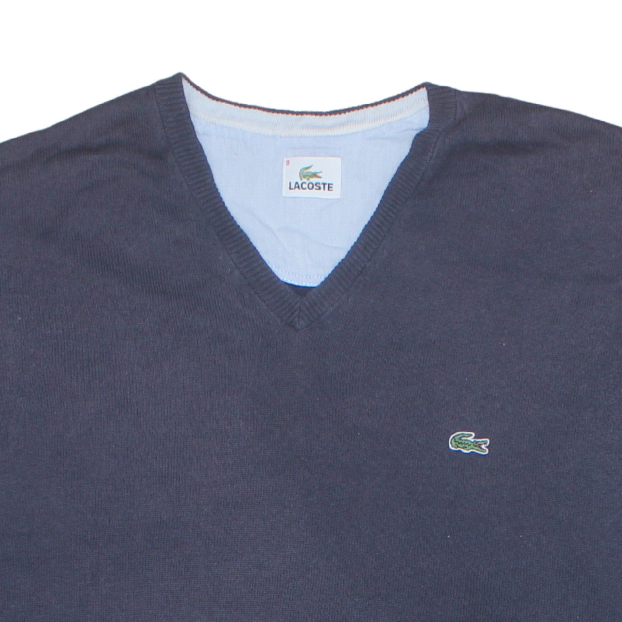 Lacoste Men's Blue V-Neck Cotton Jumper 2XL Classic Fit
