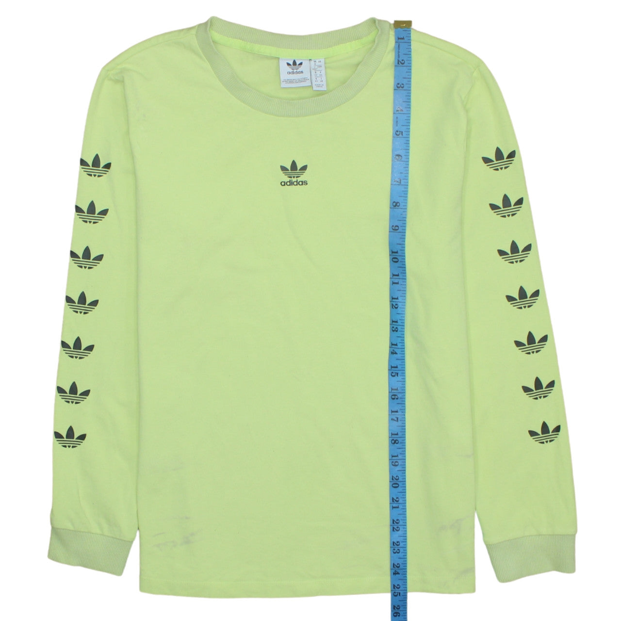 Adidas Womens Lime Green Long Sleeve Crew Neck Sweatshirt UK 16