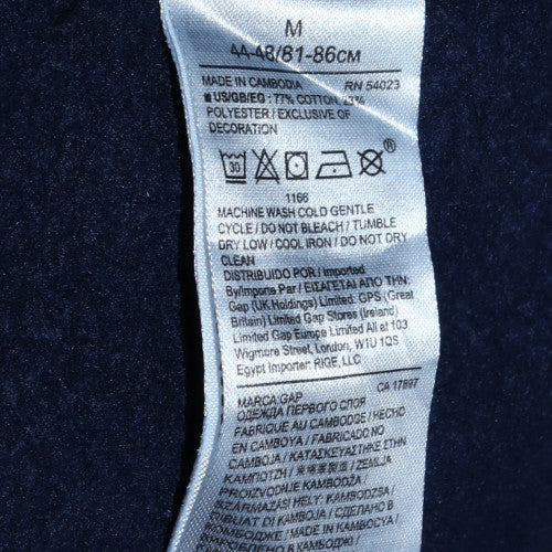 GAP Womens Navy Blue Pullover Hoodie Medium Cotton Blend Logo Classic