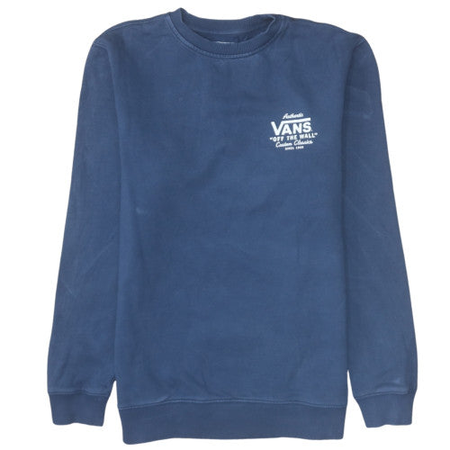 Vans Mens Blue Pullover Sweatshirt Small Crew Neck Classic Logo