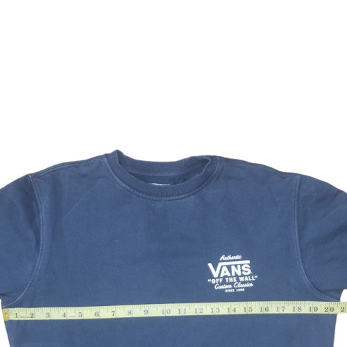 Vans Mens Blue Pullover Sweatshirt Small Crew Neck Classic Logo