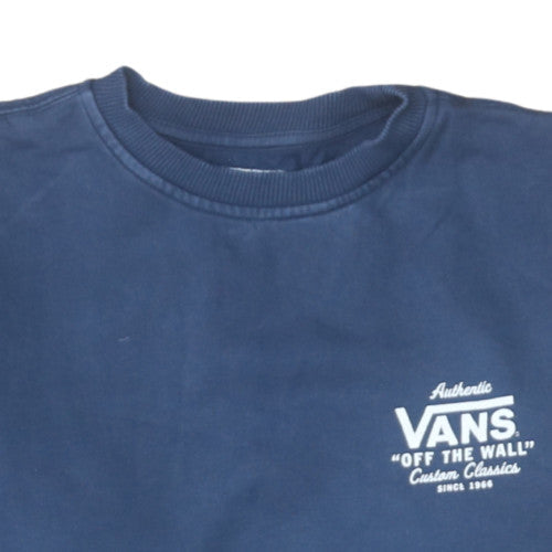 Vans Mens Blue Pullover Sweatshirt Small Crew Neck Classic Logo