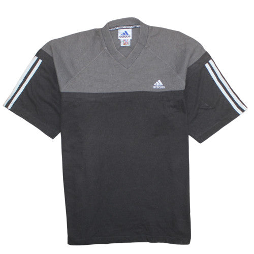 Adidas Men's Black & Grey V-Neck Short Sleeve T-Shirt Size L 44/46