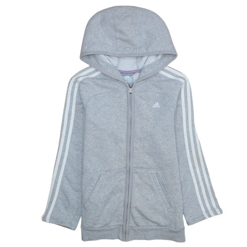 Adidas Womens Grey Full Zip Hooded Sweatshirt Size M Essentials