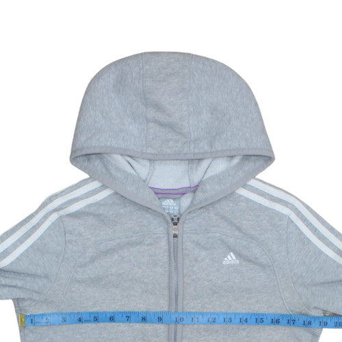 Adidas Womens Grey Full Zip Hooded Sweatshirt Size M Essentials