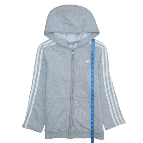 Adidas Womens Grey Full Zip Hooded Sweatshirt Size M Essentials