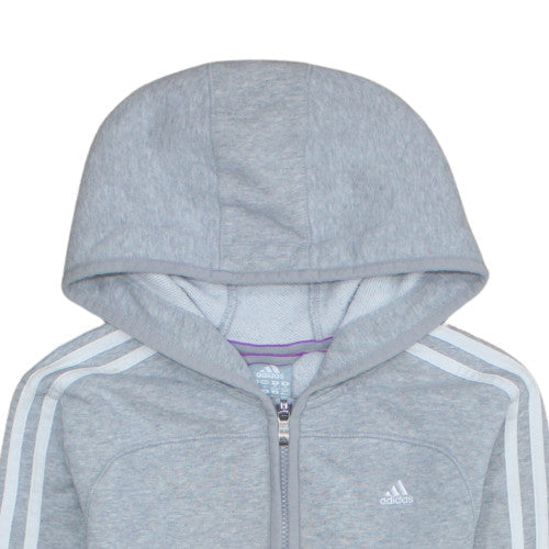 Adidas Womens Grey Full Zip Hooded Sweatshirt Size M Essentials