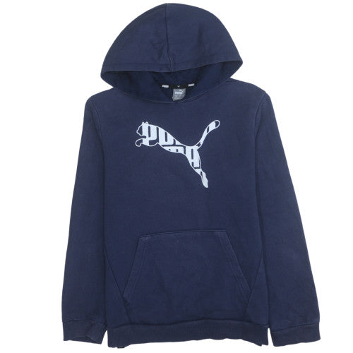 Puma Boys Blue Pullover Hoodie 13-14 Years Cotton Blend Fleece Sweatshirt