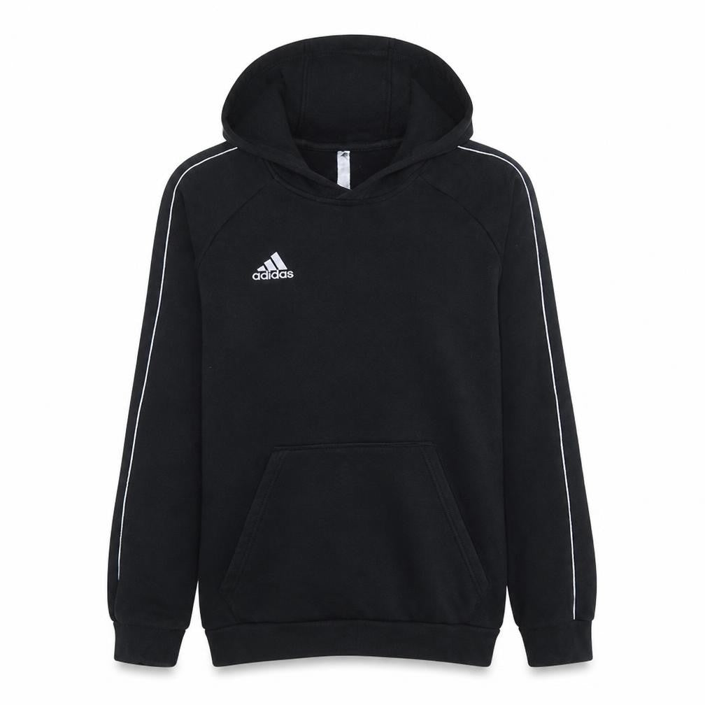 Front view of Adidas Men's Black Pullover Hoodie Medium Fleece Sportswear