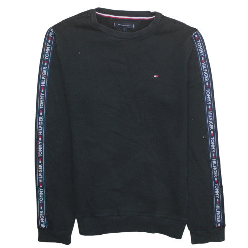 Tommy Hilfiger Men's Black Logo Tape Crew Neck Sweatshirt M