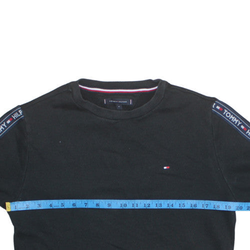 Tommy Hilfiger Men's Black Logo Tape Crew Neck Sweatshirt M