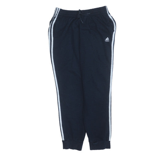Adidas Men Black Jogger Trousers L Elastic Waist Side Stripe