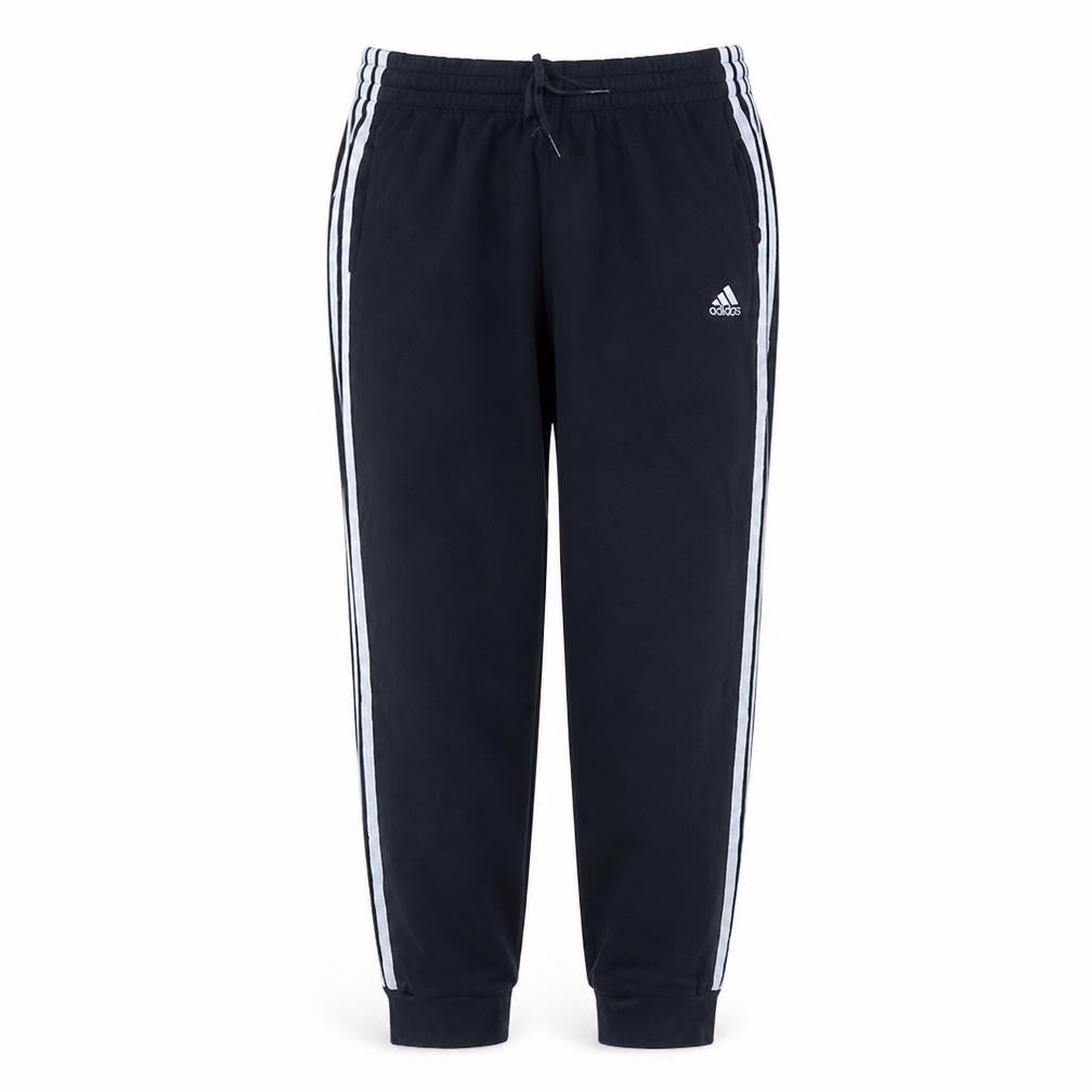 Front view of Adidas Men Black Jogger Trousers L Elastic Waist Side Stripe