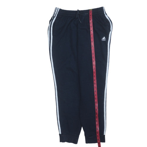 Adidas Men Black Jogger Trousers L Elastic Waist Side Stripe