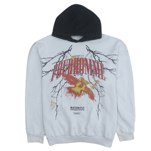 boohooMAN Men's White Graphic Print Pullover Hoodie Size S