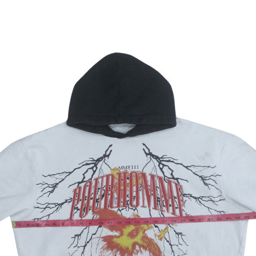 boohooMAN Men's White Graphic Print Pullover Hoodie Size S