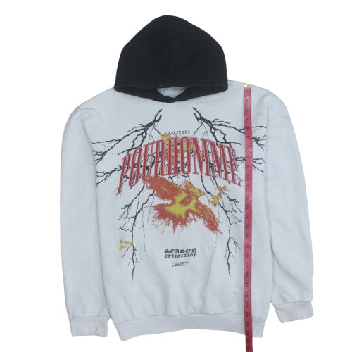 boohooMAN Men's White Graphic Print Pullover Hoodie Size S