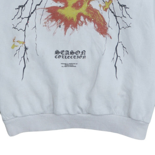 boohooMAN Men's White Graphic Print Pullover Hoodie Size S