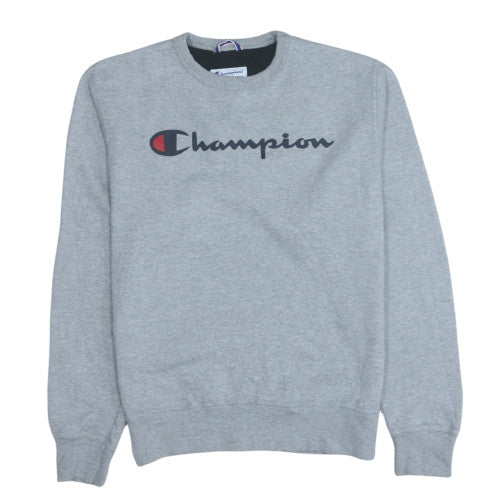 Champion Mens Grey Crew Neck Fleece Sweatshirt Size S Classic Fit