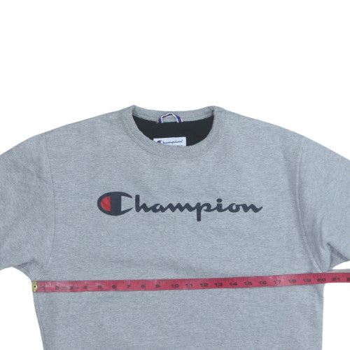Champion Mens Grey Crew Neck Fleece Sweatshirt Size S Classic Fit