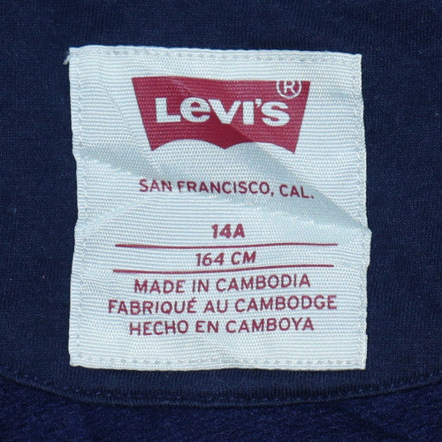 Levi's Boys Blue Full Zip Hoodie Size 14 Years Cotton Blend Logo Sweatshirt