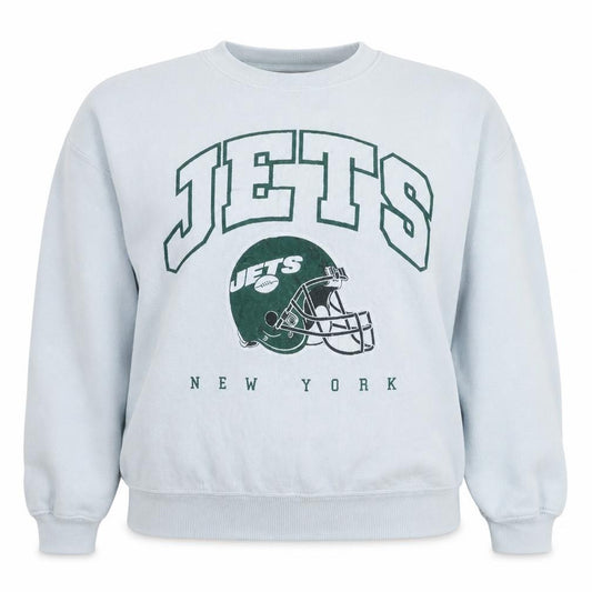 Front view of Primark NFL Women's Grey New York Jets Pullover Sweatshirt, size M
