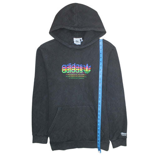 Adidas Mens Black 2XL Pullover Hoodie Graphic Print Cotton Blend
