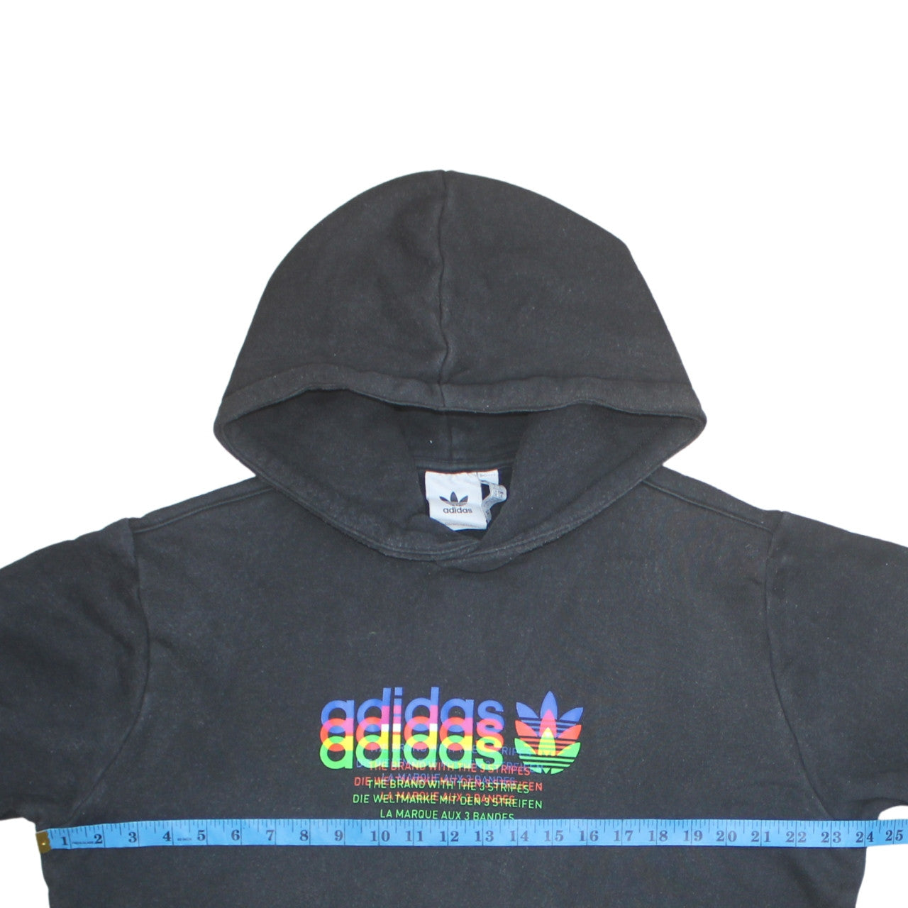 Adidas Mens Black 2XL Pullover Hoodie Graphic Print Cotton Blend