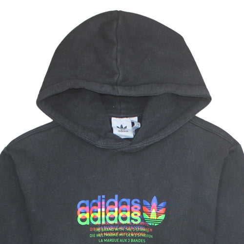 Adidas Mens Black 2XL Pullover Hoodie Graphic Print Cotton Blend