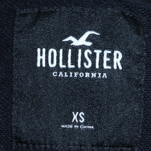 Hollister Men’s Black Pullover Hoodie XS Logo Graphic Print Fleece