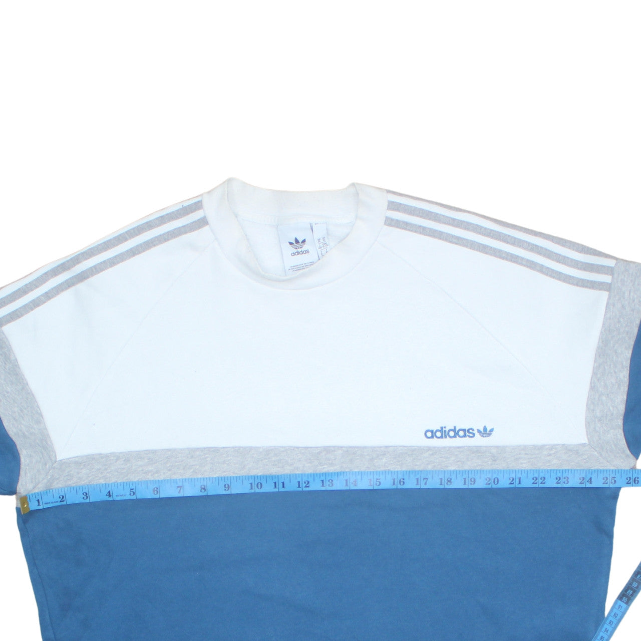 Adidas Men's Blue Grey White Pullover Sweatshirt XL Crew Neck