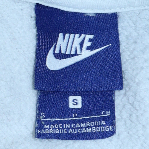 Nike Men's White Pullover Hoodie Small Graphic Logo Fleece