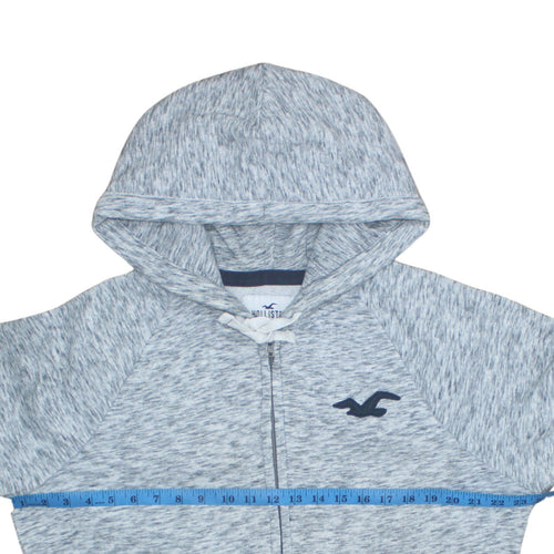 Hollister Mens Grey Full Zip Hoodie L Logo Print Hooded Top