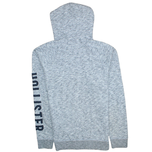 Hollister Mens Grey Full Zip Hoodie L Logo Print Hooded Top