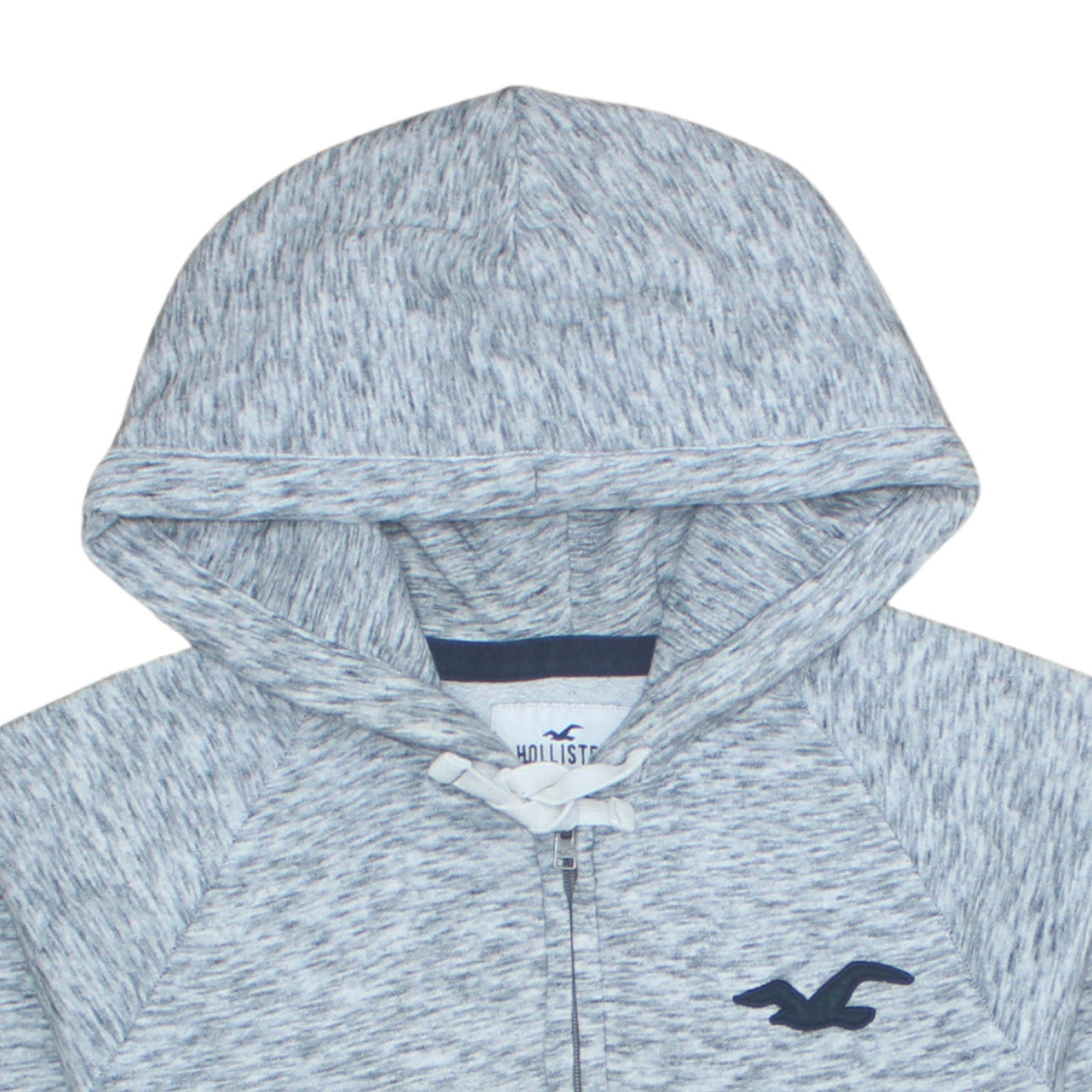 Hollister Mens Grey Full Zip Hoodie L Logo Print Hooded Top