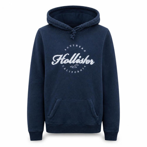 Hollister Men's Blue Pullover Hoodie M Logo Graphic Fleece