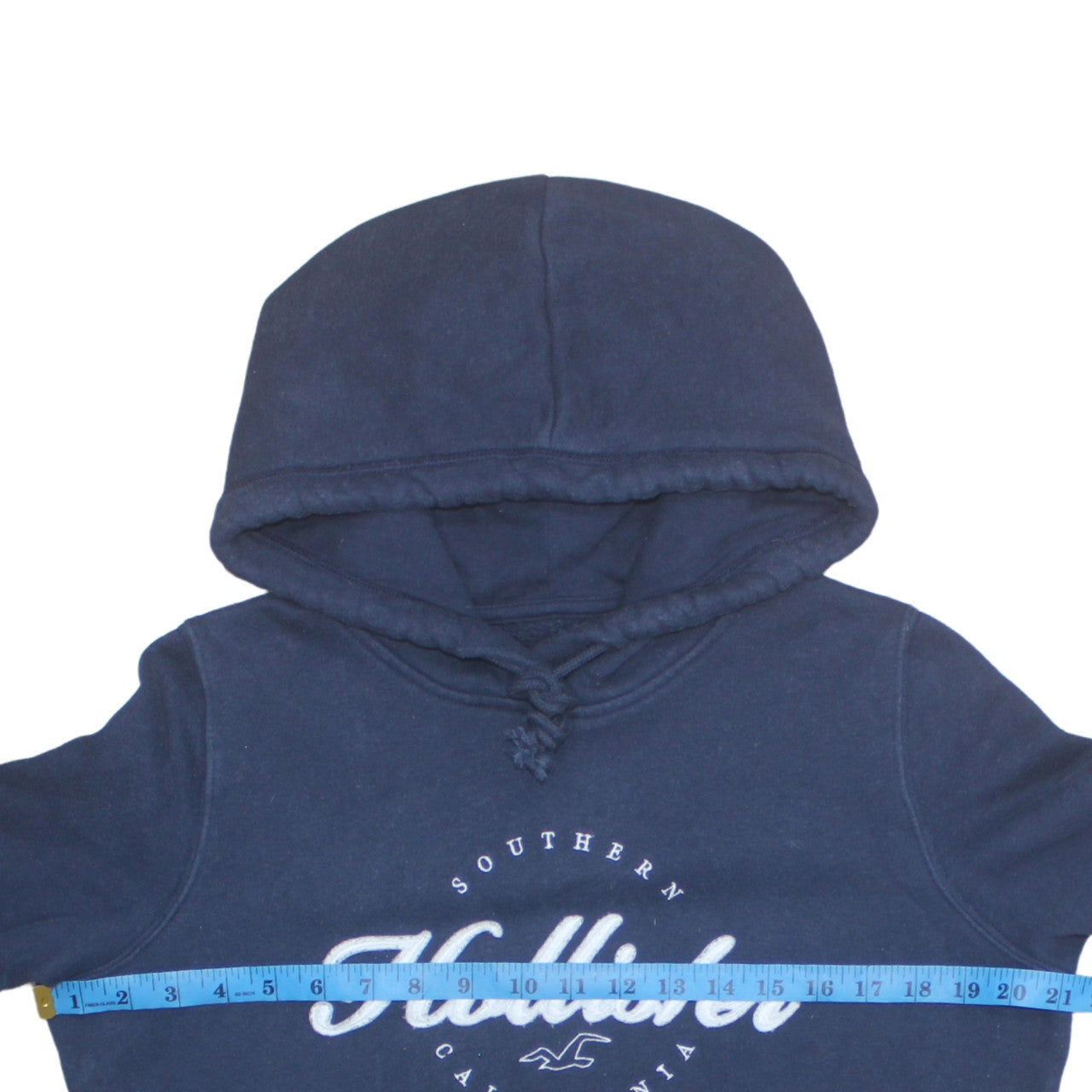 Hollister Men's Blue Pullover Hoodie M Logo Graphic Fleece