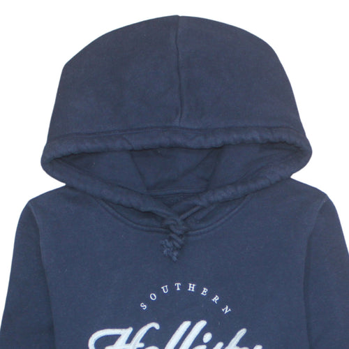 Hollister Men's Blue Pullover Hoodie M Logo Graphic Fleece