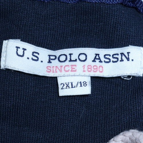 U.S. Polo Assn. Women Navy Blue Cotton 2XL Pullover Hoodie