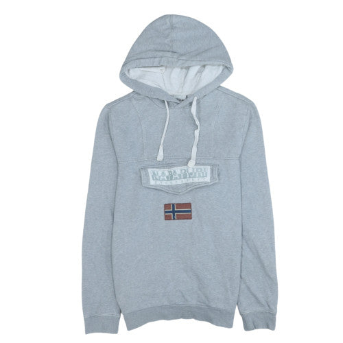 Napapijri Men's Grey Regular Fit Pullover Hoodie Size S
