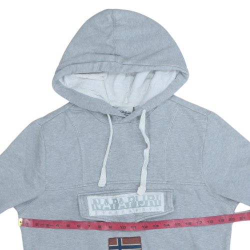 Napapijri Men's Grey Regular Fit Pullover Hoodie Size S
