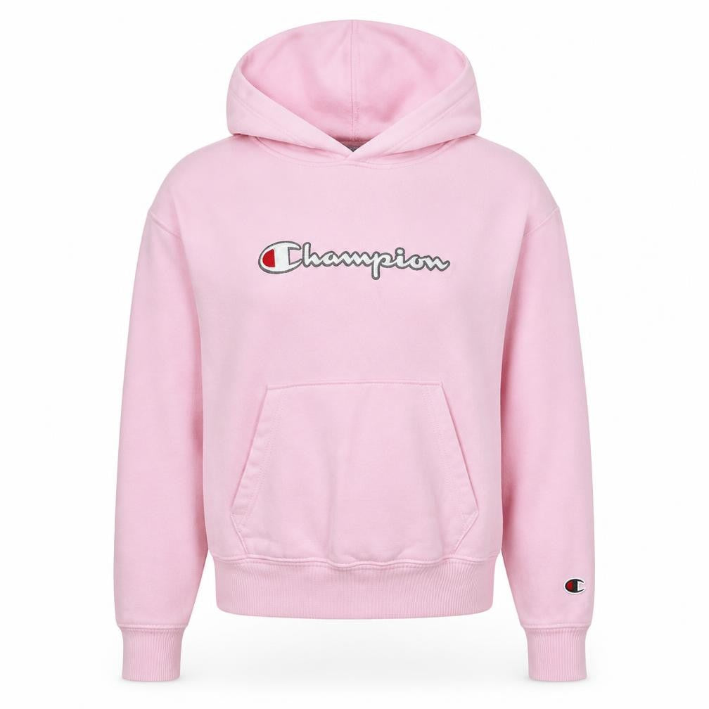 Front view of Champion Women Pink Small Pullover Hoodie Logo Graphic Cotton
