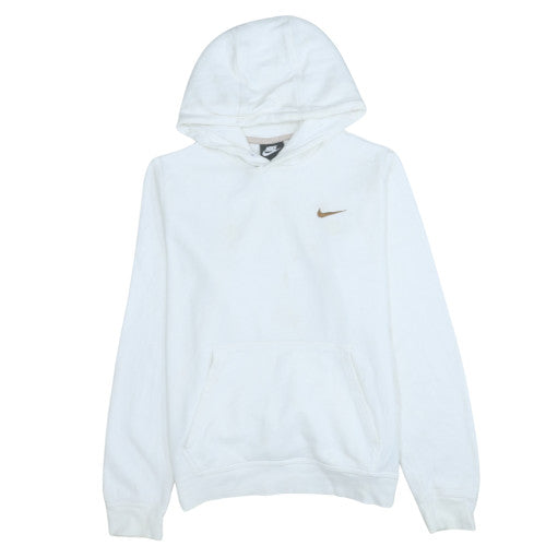 Nike Women White Pullover Hoodie Medium Hooded Sweatshirt