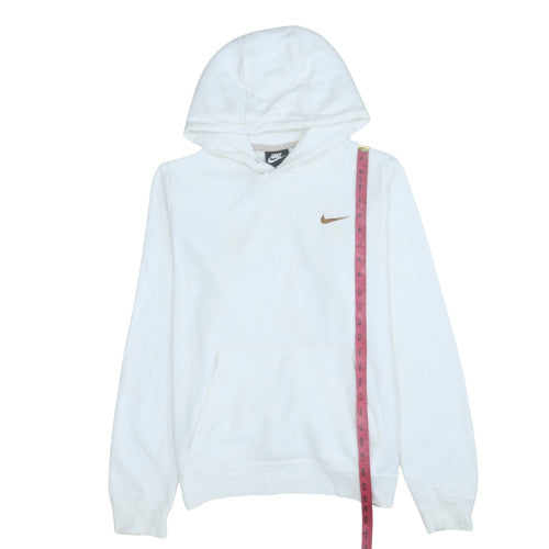 Nike Women White Pullover Hoodie Medium Hooded Sweatshirt